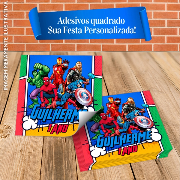 Adesivos Quadrados Personalizados Vingadores