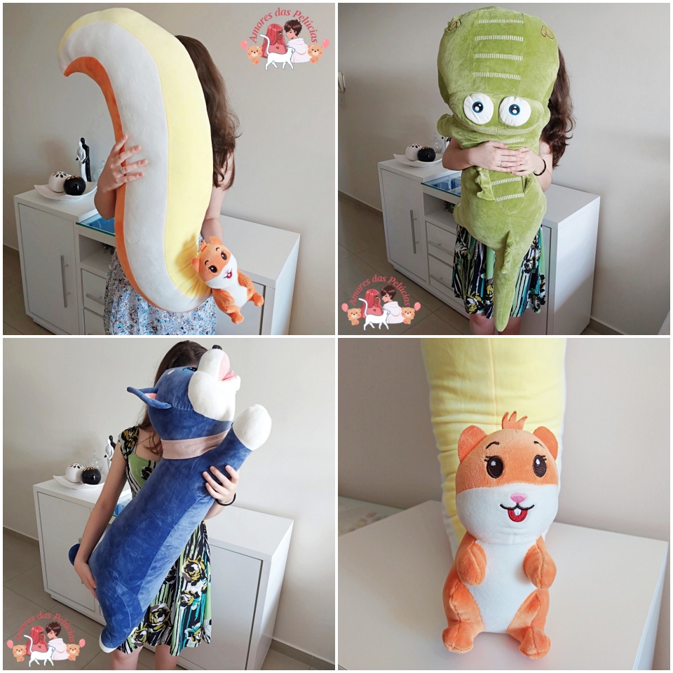 Coleção Pelúcia Gigante Mega Plush (90 - 100 cm) MEI GE HAI Toy Antialérgico Esquilo Com Rabão Macio Jacaré Cachorro Cool