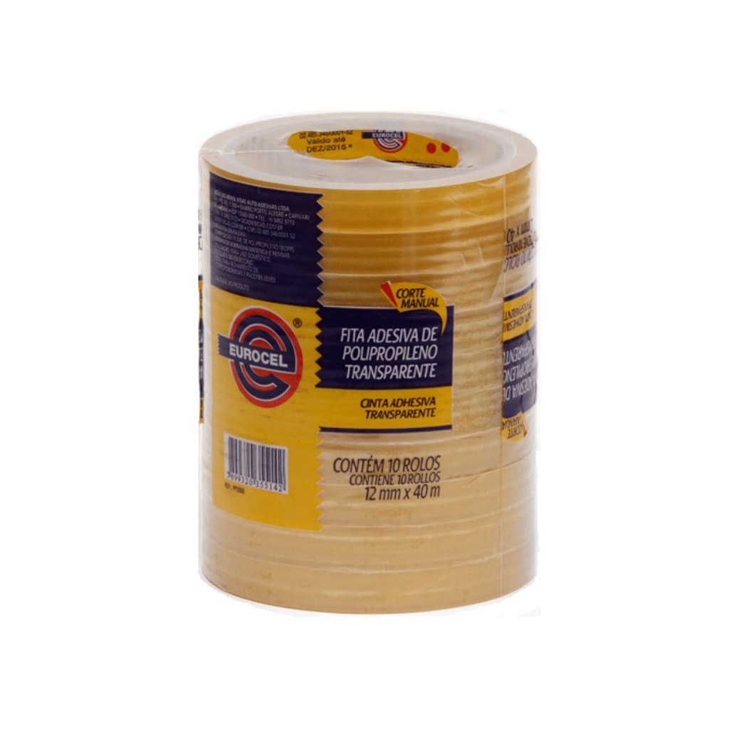 Fita adesiva transparente 12 mm x 40 m Eurocel com 10 rolos de fita