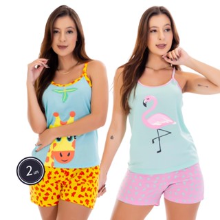 Kit Com 2 Baby Doll De Malha Estampado Personagem Mulher Maravilha E Short Doll De Verão Promoção Atacado Bermudol 325