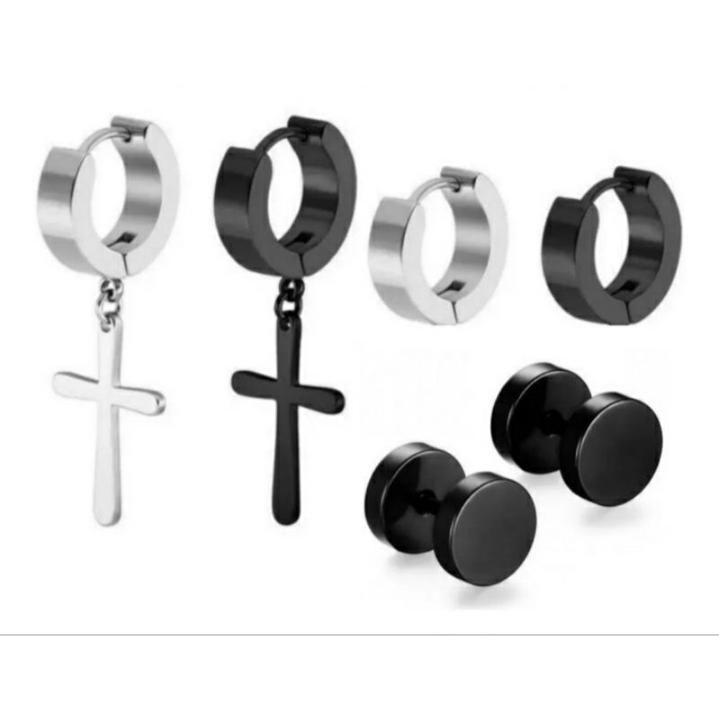 Kit brinco masculino e feminino Original aço cirúrgico 3 Pares. em Oferta na Shopee