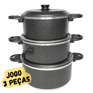 Jogo de Panela 3 Peças Conjunto Kit Caçarola N16-18-20 Ou 20-22-24 em Oferta na Shopee