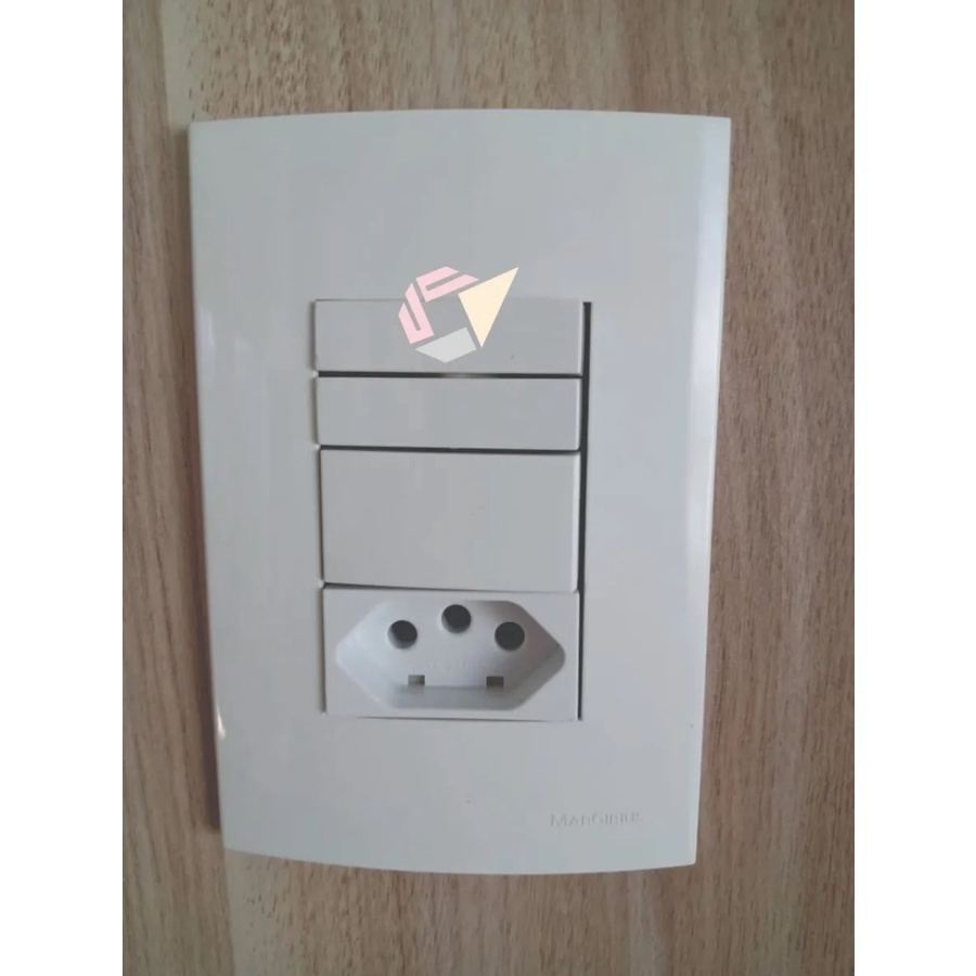 Conjunto 4x2 Com 3 Teclas paralelo + Tomada 20A Sleek Branco Margirius