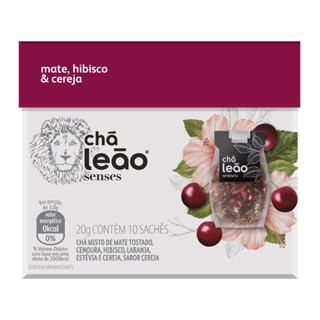 Chá Leão Senses Mate, Hibisco & Cereja Sachês - 10 unidades