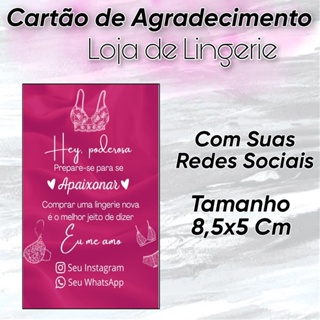 Cartão de Agradecimento Lingerie Vestuário Personalizado Mimo em Oferta na Shopee
