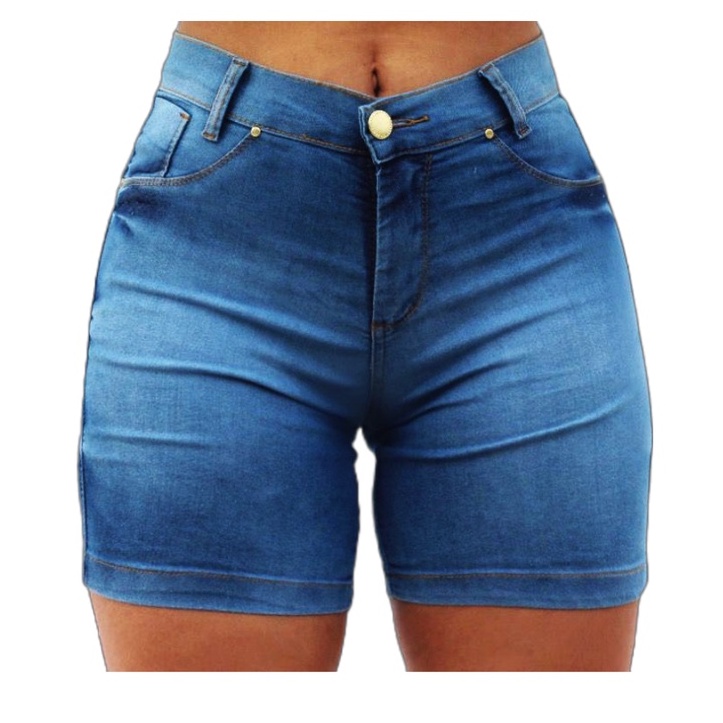 Kit 2 Short Jeans Feminino Cintura Levanta Bumbum Com Elastano