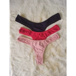3 Calcinha Tanga Fio dental Lisa