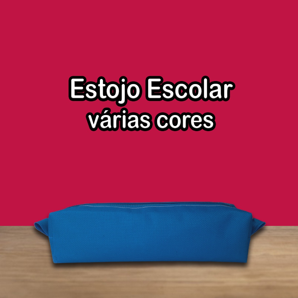 Estojo Escolar Organizador Pincel Make  Nylon 600 Pvc Colorido Azul Turquesa Porta Lápis e Canetas Volta às Aulas