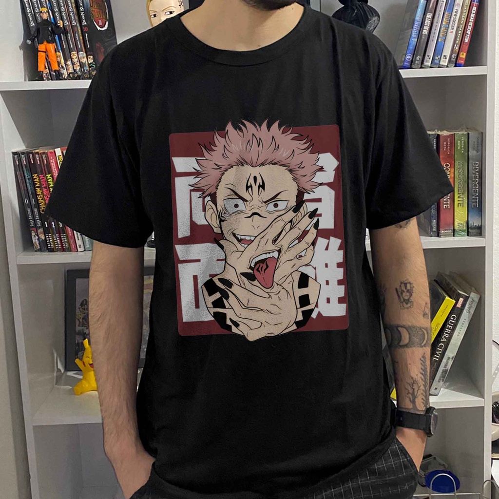 Camiseta Preta Anime Jujutsu Kaisen Sukuna Gojo Itadori Fushiguro Nobara Shopee Brasil 6305