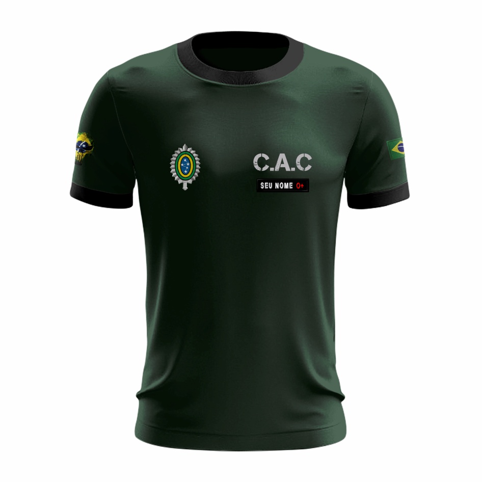 Camisa CAC ATIRADOR PREMIUM 2023 - Com BORDADOS no Peito e Mangas! + Nome Bordado! Verde- OFERTA!