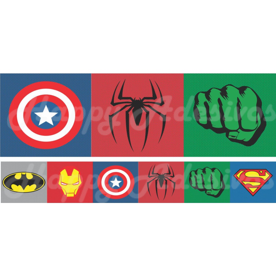 Faixa Adesiva Decorativa para Parede Quarto Decoração Adesivo Papel de Parede Heróis Super Herói em Oferta na Shopee