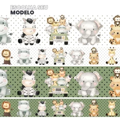 Faixa Adesiva Decorativa Parede Quarto Infantil Bebê Animais Safari