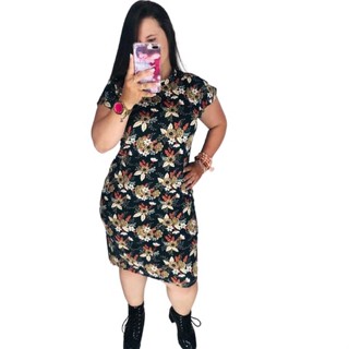 Vestido em malha fria estampado moda verão barato vários tamanhos