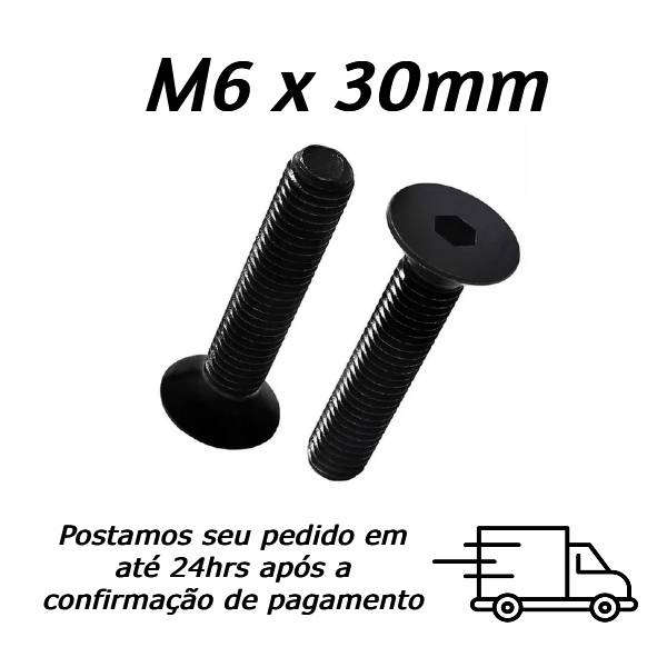 Parafuso Allen Cabeça Chata M6x30mm Zincado Preto