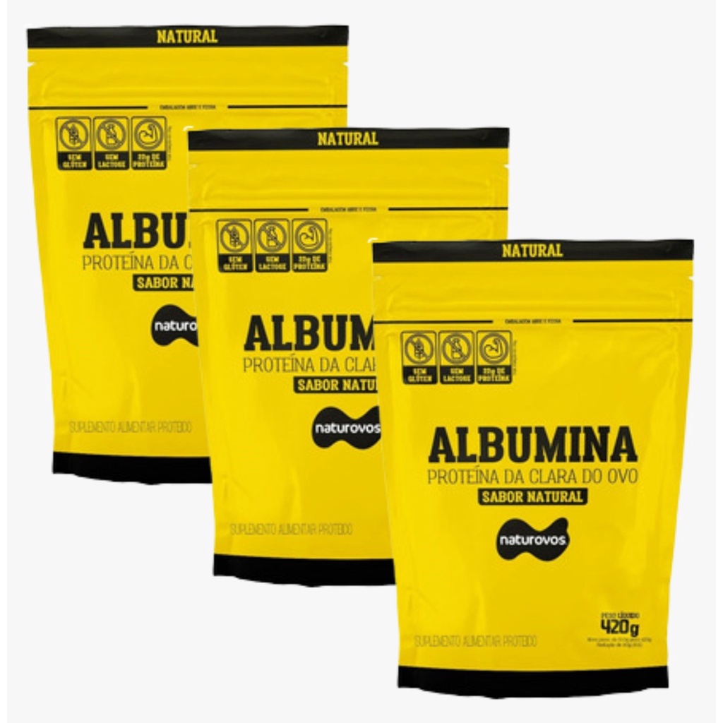 Kit 3 Pacotes Albumina 1kg Cada - Naturovos Uevo em Oferta na Shopee