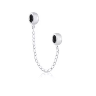 Berloque Trava de Segurança Silicone Preto, prata legítima 925 em Oferta na Shopee