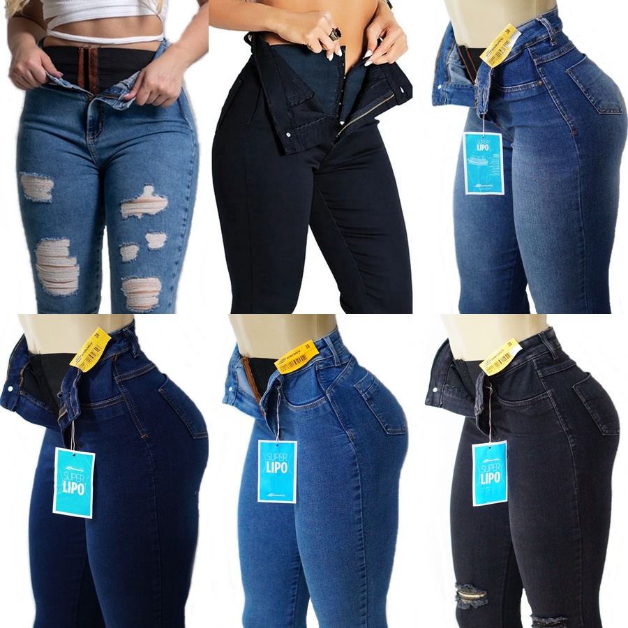 Calça Jeans Skinny 375 Cintura Alta Cós Alto Feminina Qualidade