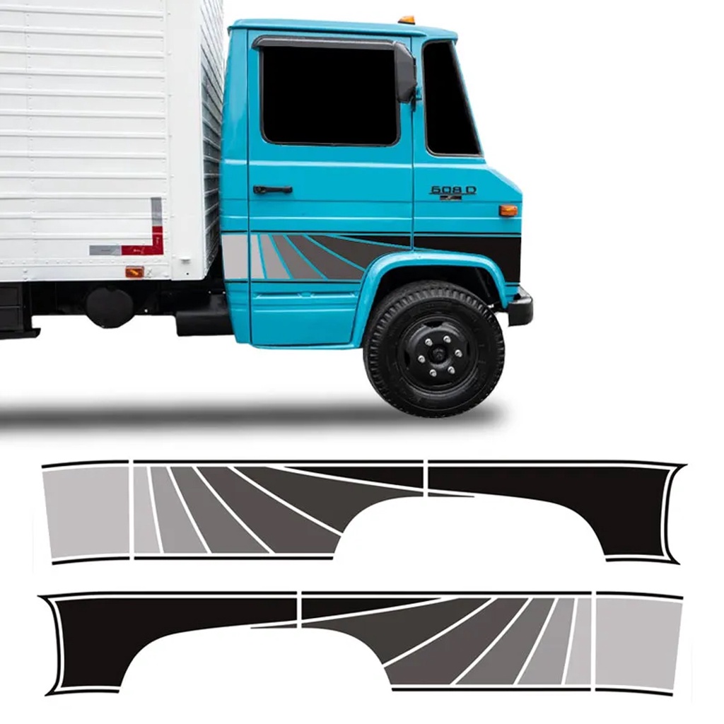 Kit Adesivo Faixa Lateral Caminhão Mercedes Benz Mb 608 Grafite em Oferta na Shopee
