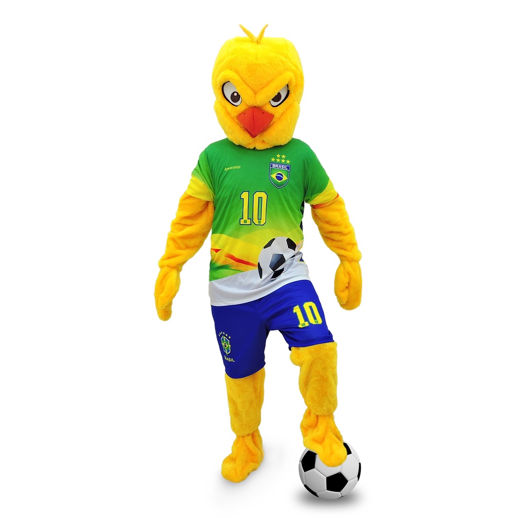 Fantasia Canarinho Pistola Estilo Mascote Brasil, Boneco de vestir Torcedor Animador Brasil
