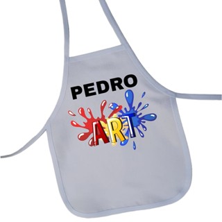 Avental Infantil Pintura tecido branco Com Nome Personalizado (sem plástico)
