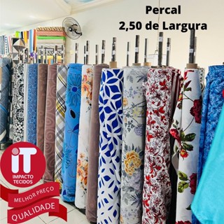 tecido percal 180 fios 1 metro x 2,50 de largura liso e estampado