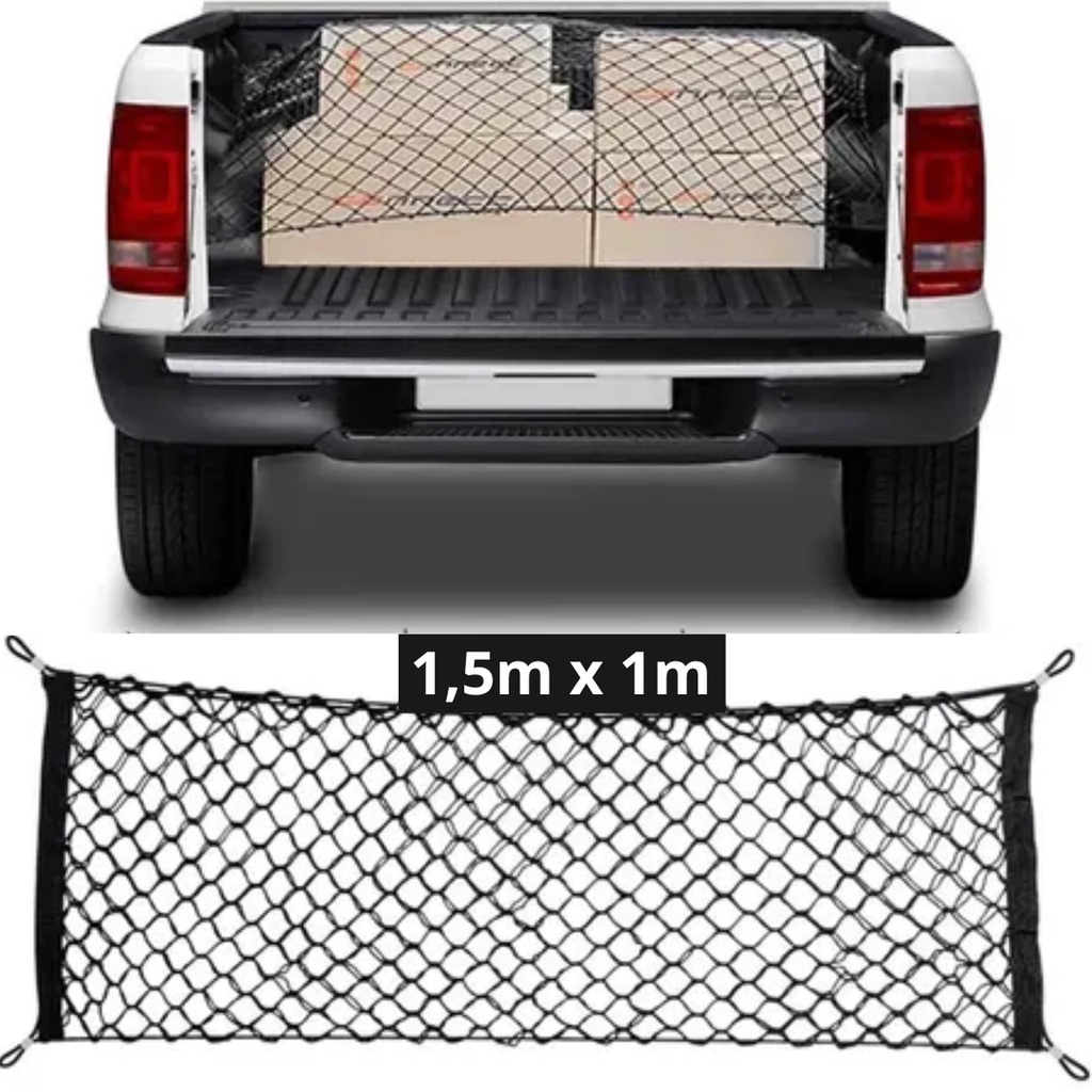 Rede Tela Aranha Elastica Caçamba Caminhonete 1,5mx1m Grande Universal Pickup Toro Hilux S10