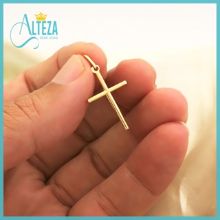 | SEMI JOIA | Pingente Cruz Palito Clássica, Banhado em Ouro Legítimo 18k Alto Padrão em Oferta na Shopee