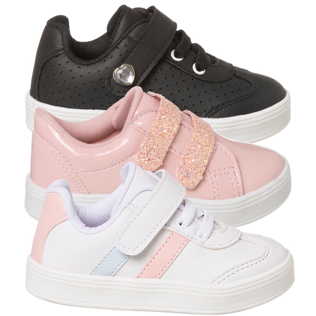 Kit 3 Pares Tênis Infantil Menina Tininha Escolar Confortável