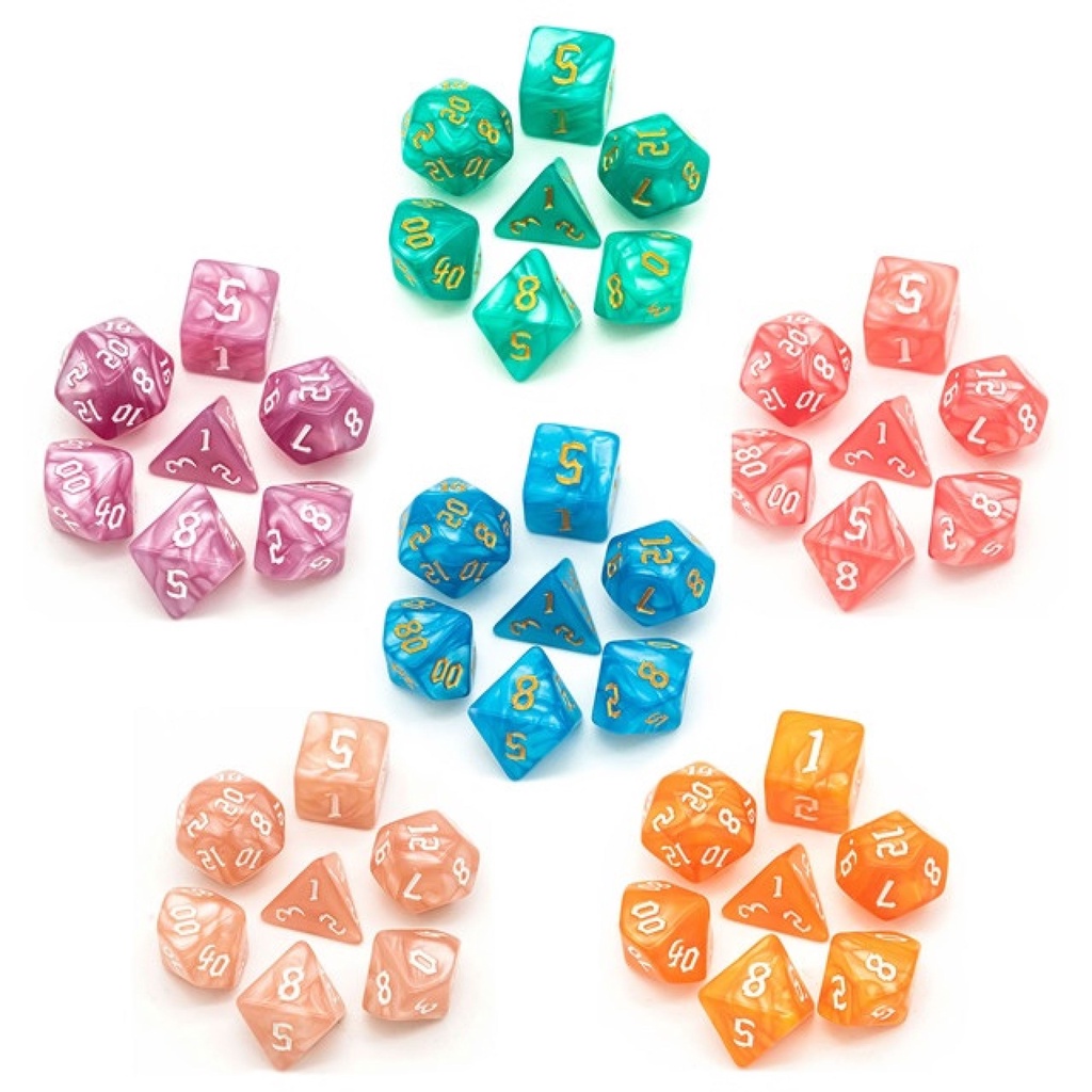 Conjunto com 07 Dados de rpg Jogo Dungeons And Dragons D&D Poliédricos D4 D6 D8 D10 D10% D12 D20 Para RPG De Mesa Tabuleiro