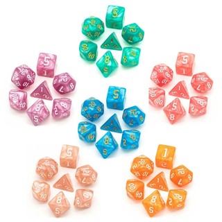 Conjunto com 07 Dados de rpg Jogo Dungeons And Dragons D&D Poliédricos D4 D6 D8 D10 D10% D12 D20 Para RPG De Mesa Tabuleiro