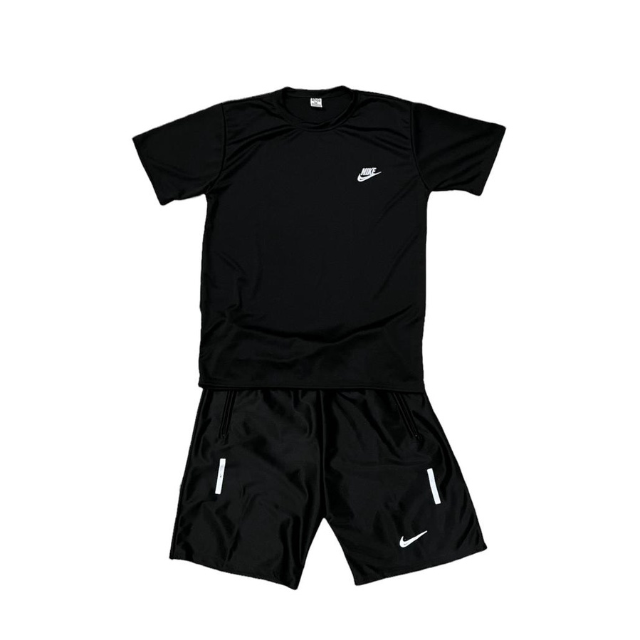 NIKE Conjunto top nike air preto e short dri fit preto e amarelo M