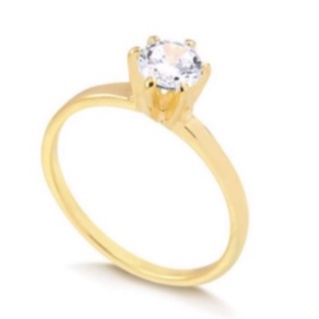 Anel Solitário Banhado A Ouro 18k Com Zircônia Folheado NoivadoAnel Solitário Banhado A Ouro 18k Com Zircônia Folheado Noivado