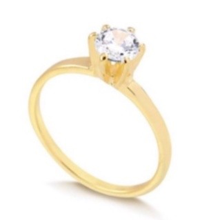 Anel Solitário Banhado A Ouro 18k Com Zircônia Folheado NoivadoAnel Solitário Banhado A Ouro 18k Com Zircônia Folheado Noivado