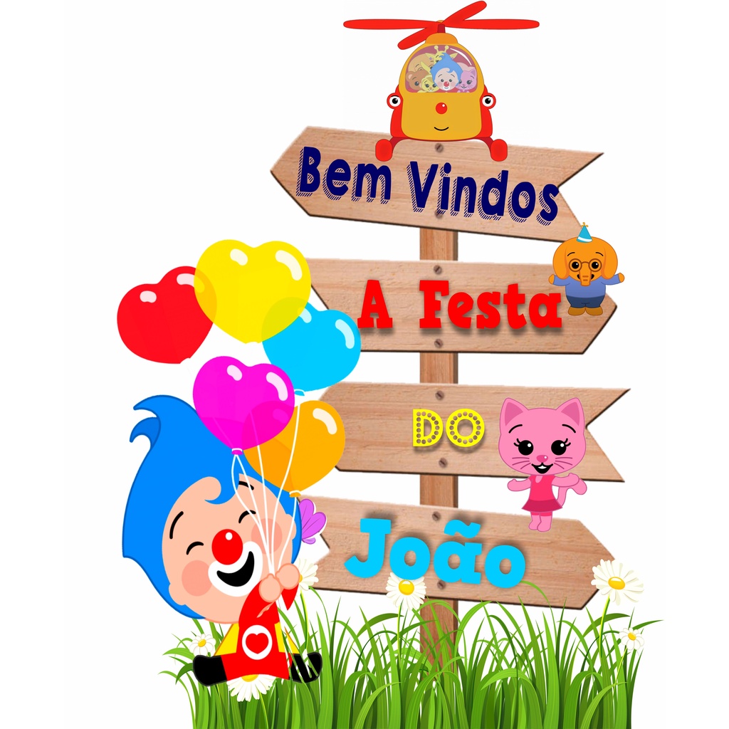 1 display placa seta indicadora mdf cenário palhaço plim plim personalizamos nome decoração festa