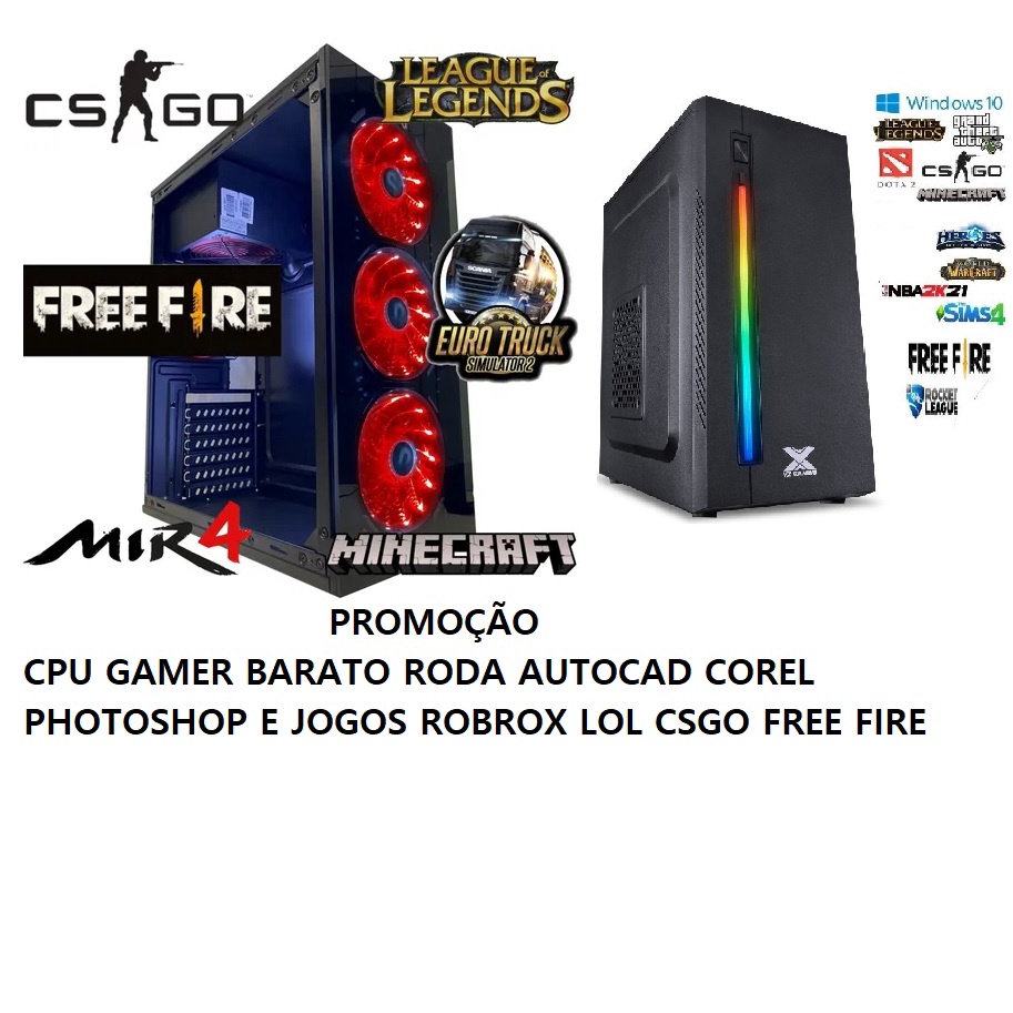 computador cpu pc gamer 8gb pra trabalho estudos escritorios jogos ssd128g+hd500g wifi corel autocad lol gta5 et2 free fire csgo mine