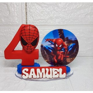 Vela de aniversário homem aranha biscuit 1,2,3,4,5,6,7,8,9