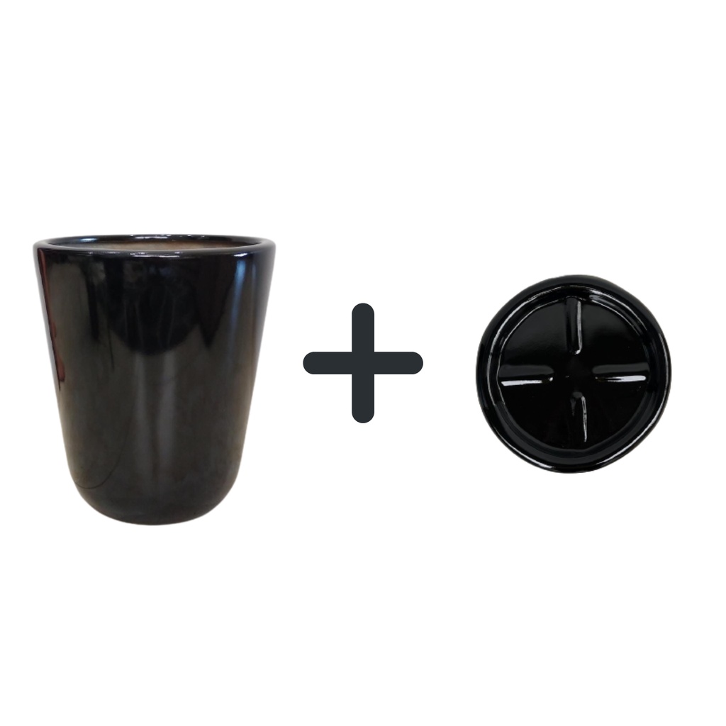 Vaso Decoração Fibra De Vidro Cachepot De Luxo 37cm + Prato