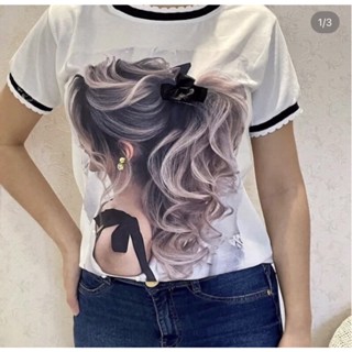 Blusa Camiseta Tshirt Feminina Moça Aplicação Pérola/laço 3d