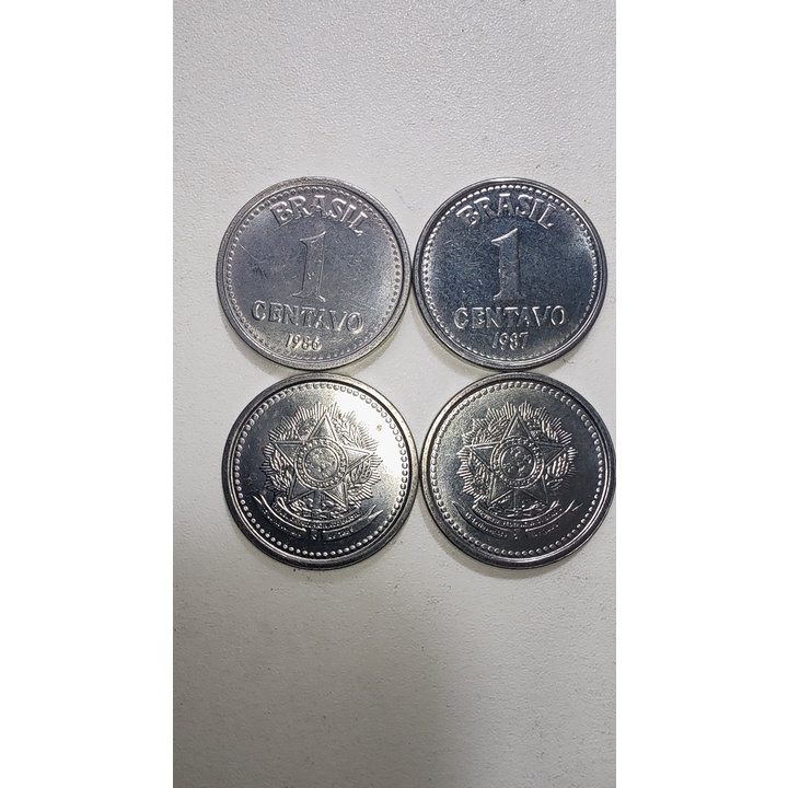 Moedas de 1 Centavo de 1986,1987,1988 (Série Cruzados) FLOR DE CUNHO