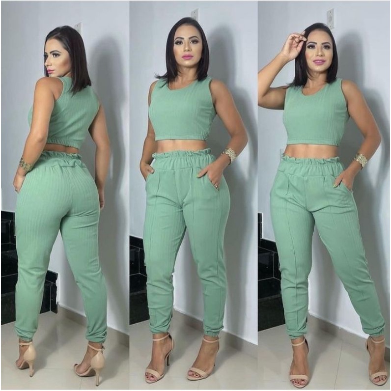 conjunto cropped calça verão tedencia moda blogueira