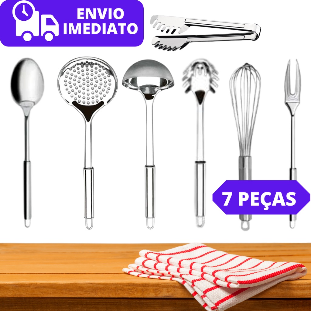 Kit Churrasco Aço Inox Faca Garfo E Pegador Desconto no Preço