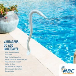 Cascata Tubular Bico De Pato Para Piscina Inox 70cm Bortonio