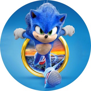 Painel Redondo Tema Sonic Em Tecido Veste Fácil C/elástico