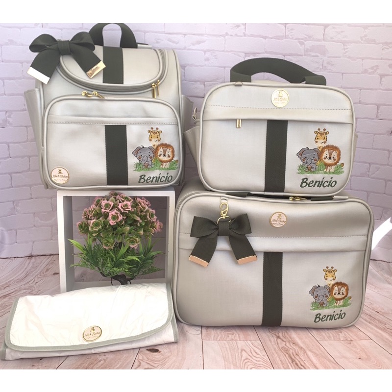 KIT DE BOLSAS MATERNIDADE LUXO 4 PEÇAS PERSONALIZADO em Oferta na Shopee