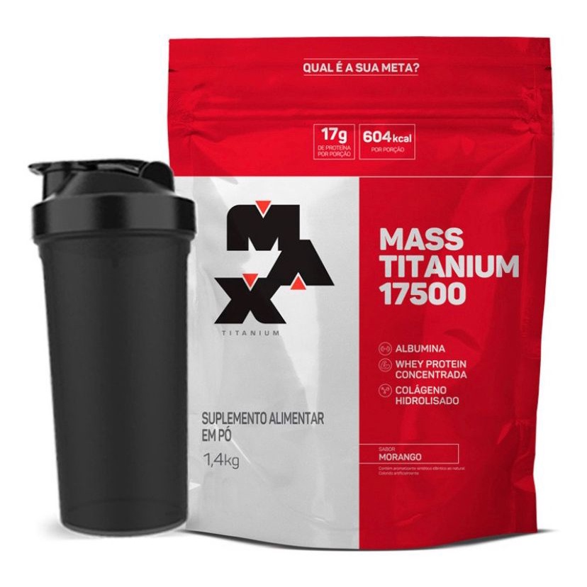 Hipercalórico Mass Titanium 17500 1.4KG + Coqueteleira - Max Titanium