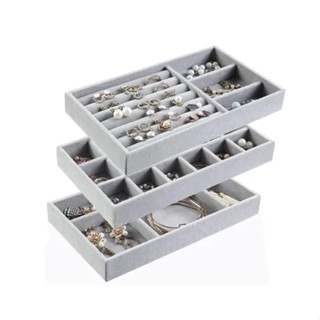 Kit 3 Bandejas Porta Joias Veludo Organizadora Bijuterias
