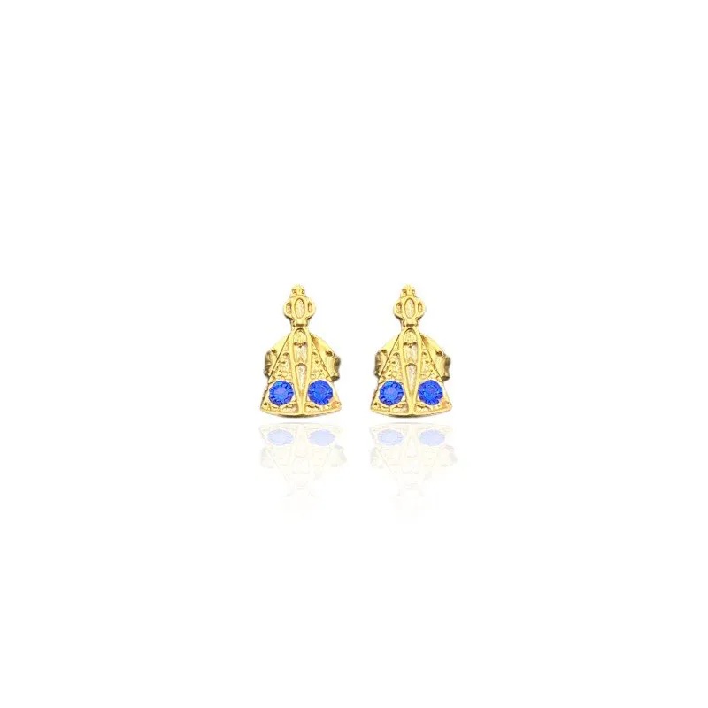 Brinco Nossa Senhora Aparecida com microzircônia folheado a ouro 18k