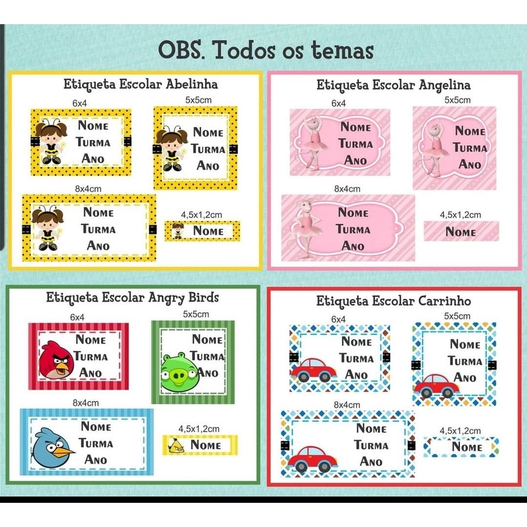 kit 160 Etiquetas adesivas escolares personalizadas para livros ...