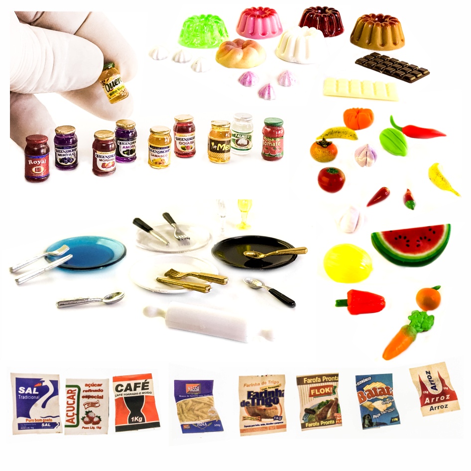 Kit Miniatura coleção comidas bebidas KitG6 64Peças
