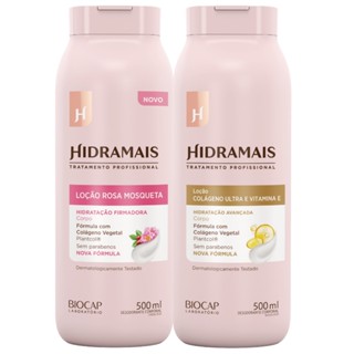 Kit: Creme Corporal Rosa Mosqueta 500ml + Hidratante c/ Colageno e Vitamina E 500ml Hidramais